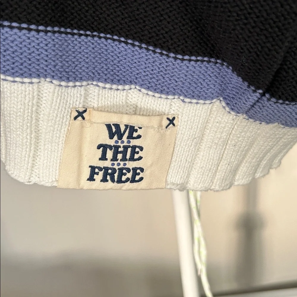 We The Free Free People Tommi Striped Sweater Vest Black White Purple M - Picture 7 of 13